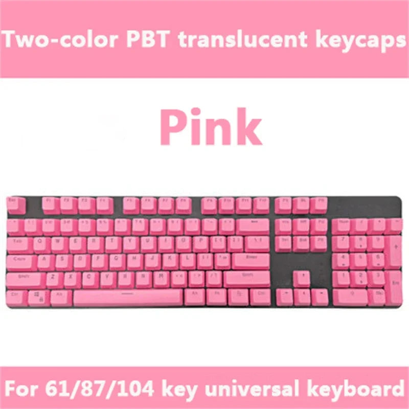 Super 104 Keys DIY PBT Mechanical Keyboard Keycap Translucent Keycaps Two-color Injection Molding OEM For 61/87/104 key Keyboard