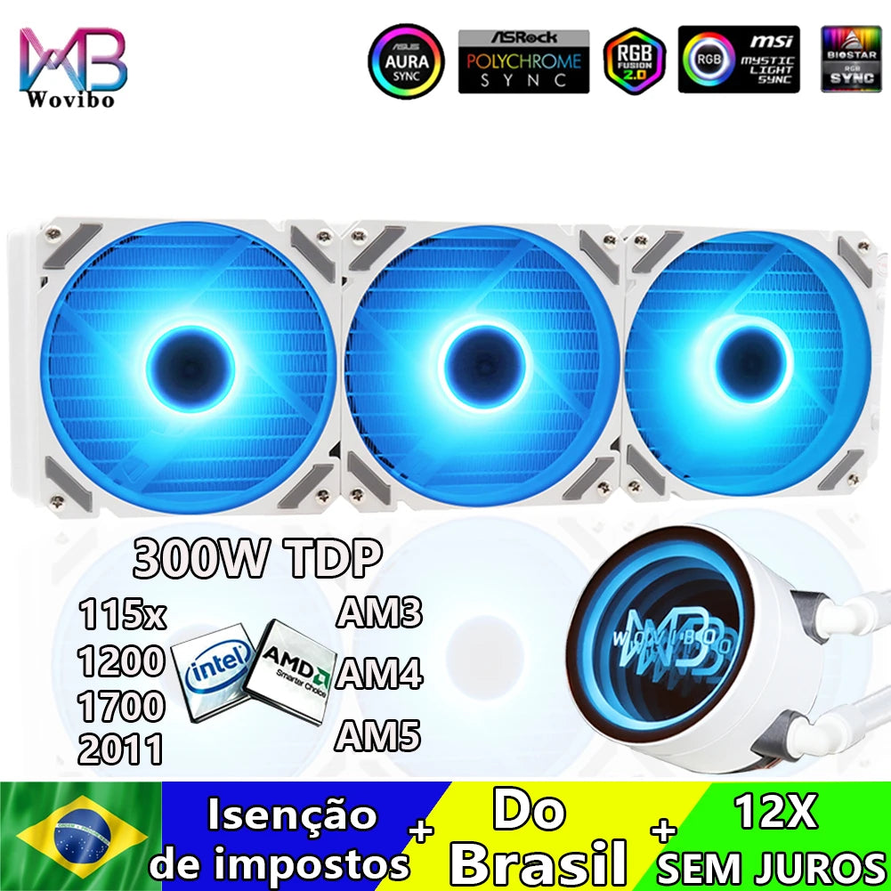 CPU Water AIO Cooler Radiador De Resfriamento Líquido 360mm 240mm Ventilador Para115x 1200 1700 2011 X79 X99 AM4 AM5 Ventilador