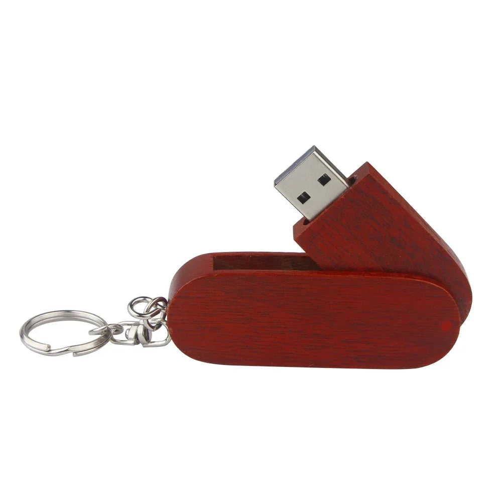 Free Custom Logo Wooden USB 2.0 Flash Drive Portable Photography Gift Pen Drive Real Capacity With Key Chain Memory Stick 64GB