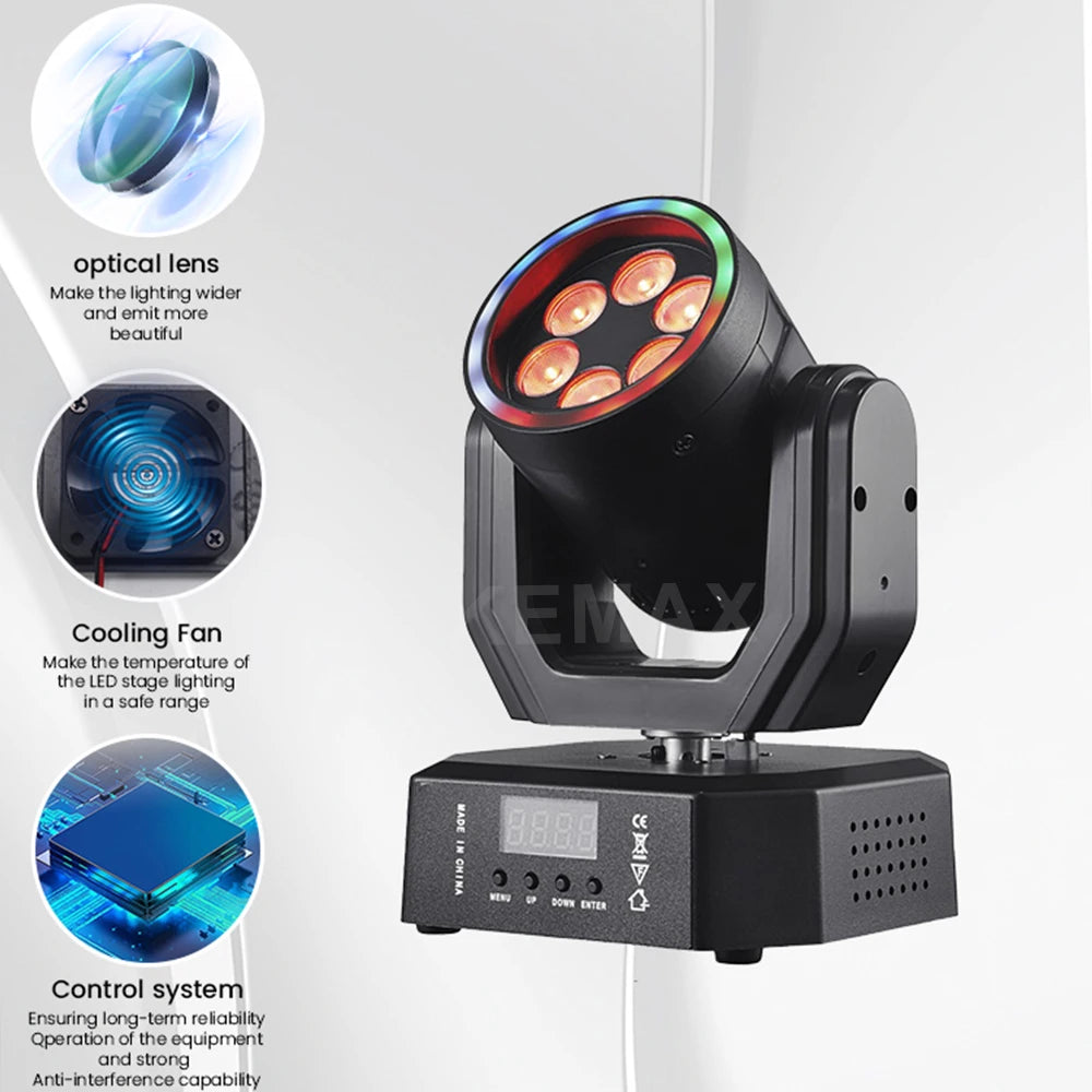 30W Moving Head Disco Lights Remote Control RGBW DMX512 Rotating Mini LED Beam Mobile Strobe Party Stage Lighting For Event Club