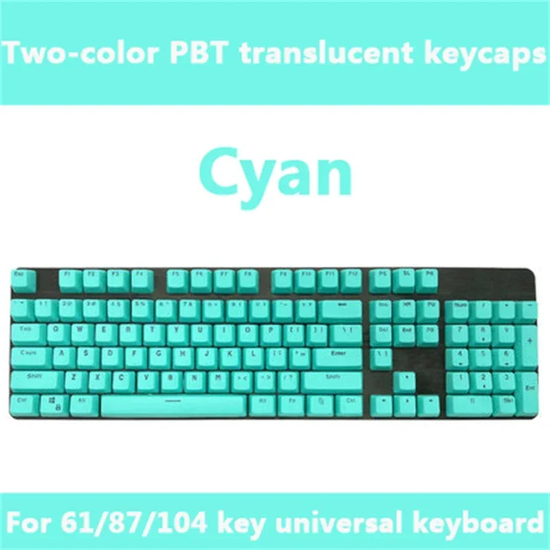 Super 104 Keys DIY PBT Mechanical Keyboard Keycap Translucent Keycaps Two-color Injection Molding OEM For 61/87/104 key Keyboard