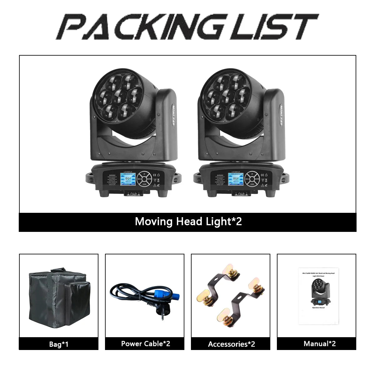 Reiz 2Pcs With Bag 7x40W 4 in1 RGBW LED Beam + Wash Zoom testa mobile DMX per NightClub Dj Disco Party Bar Stage Lighting