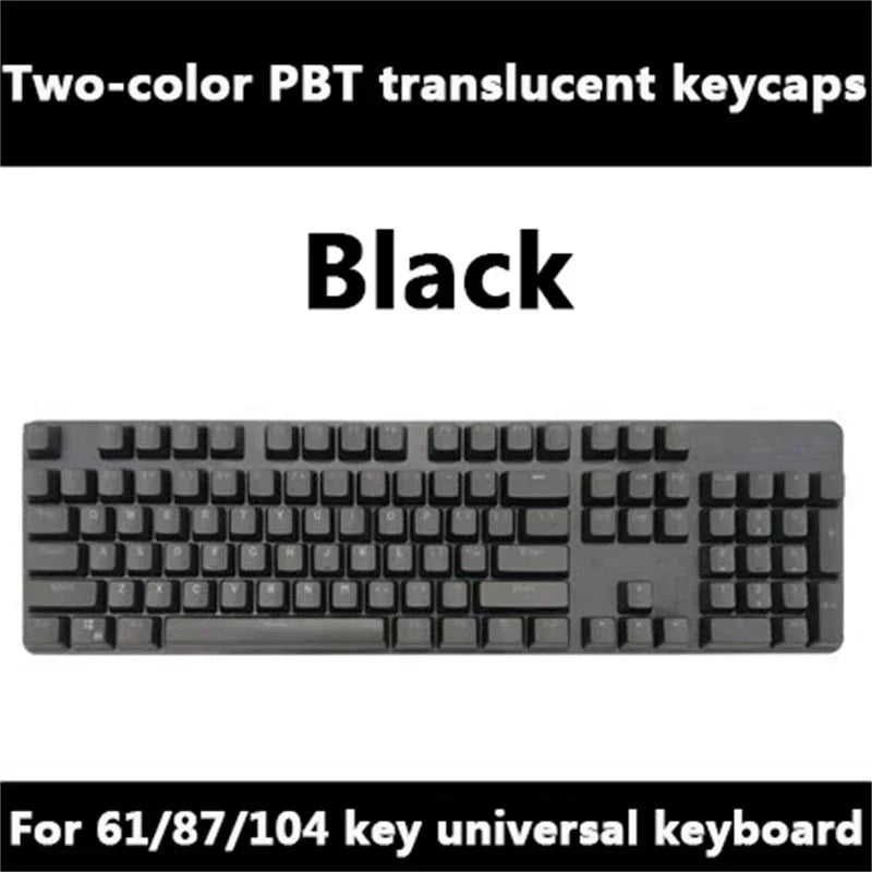 Super 104 Keys DIY PBT Mechanical Keyboard Keycap Translucent Keycaps Two-color Injection Molding OEM For 61/87/104 key Keyboard