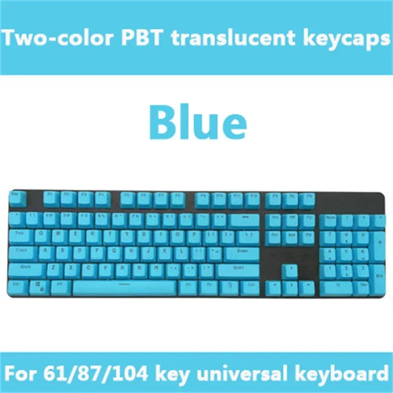 Super 104 Keys DIY PBT Mechanical Keyboard Keycap Translucent Keycaps Two-color Injection Molding OEM For 61/87/104 key Keyboard