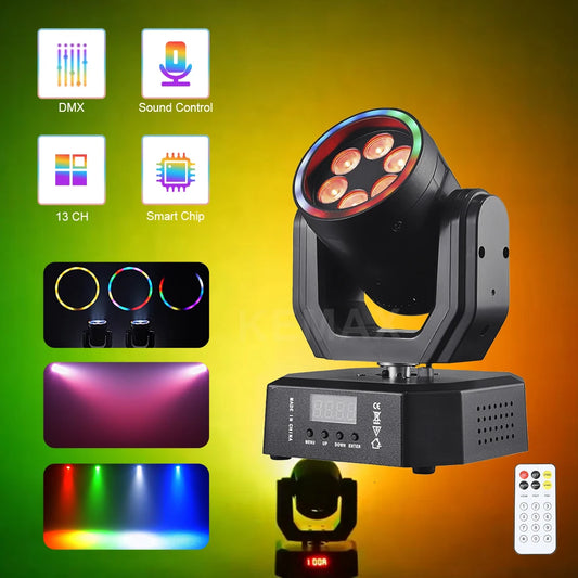 30W Moving Head Disco Lights Remote Control RGBW DMX512 Rotating Mini LED Beam Mobile Strobe Party Stage Lighting For Event Club