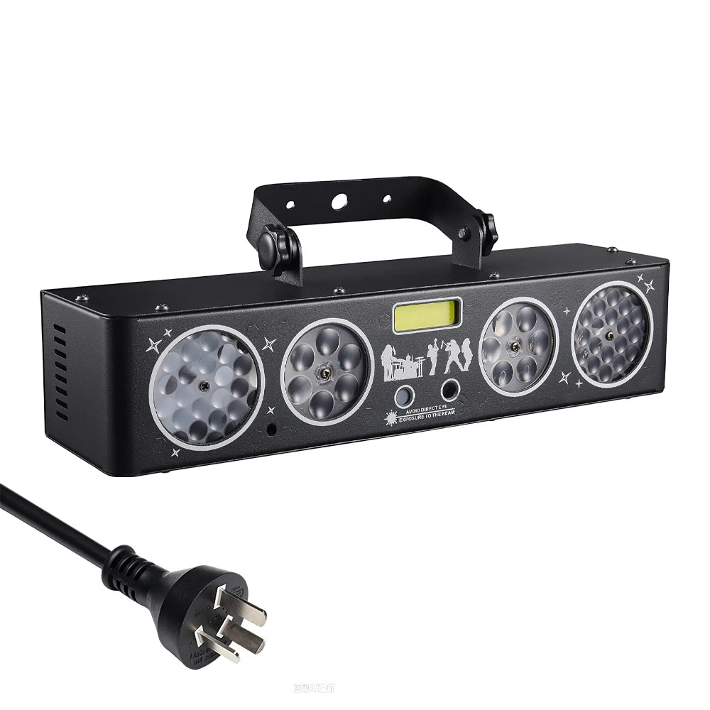 Stage Light 6 in 1 RGBWYO LED DJ Party Light Sound Activated Laser Strobe Effect  Auto Mode for Disco Wedding Club Show