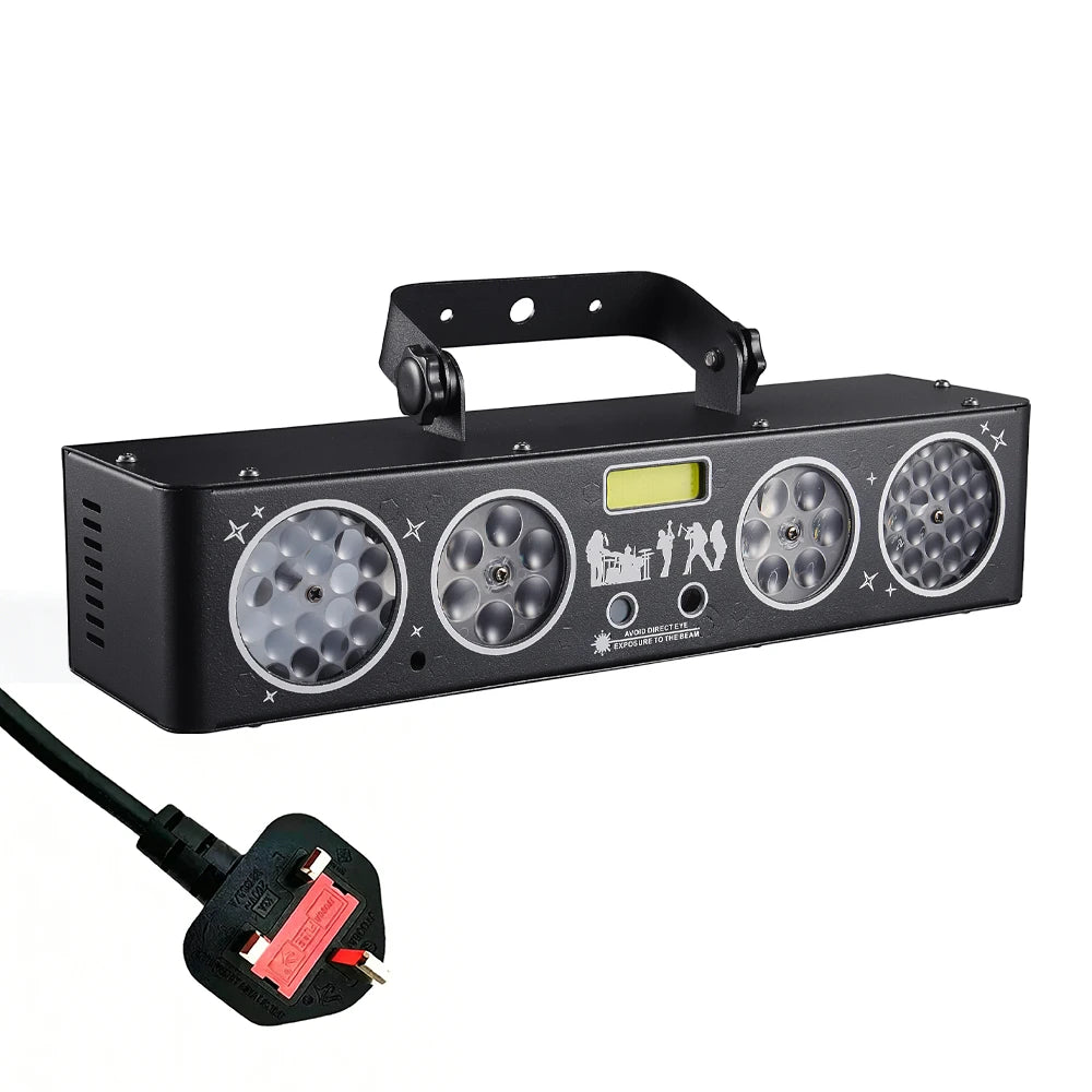 Stage Light 6 in 1 RGBWYO LED DJ Party Light Sound Activated Laser Strobe Effect  Auto Mode for Disco Wedding Club Show