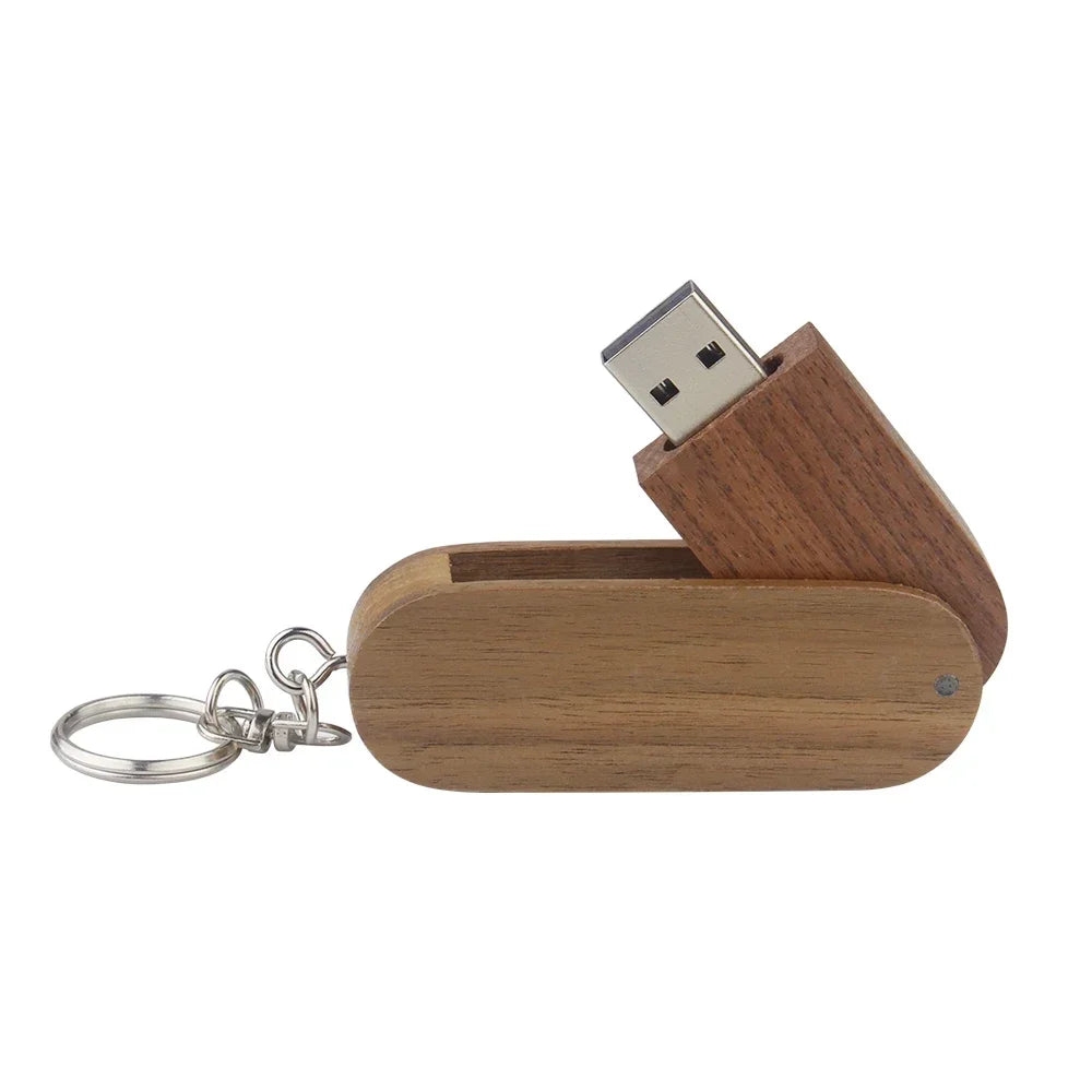 Free Custom Logo Wooden USB 2.0 Flash Drive Portable Photography Gift Pen Drive Real Capacity With Key Chain Memory Stick 64GB