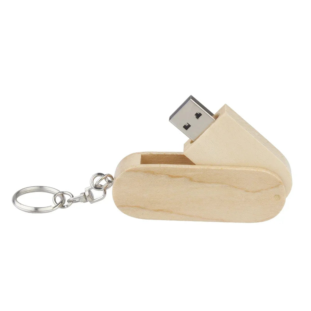 Free Custom Logo Wooden USB 2.0 Flash Drive Portable Photography Gift Pen Drive Real Capacity With Key Chain Memory Stick 64GB