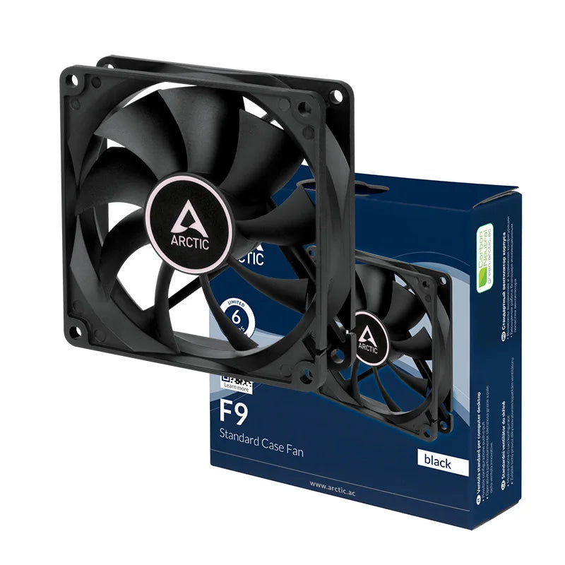 ARCTIC F9 - PC Fan, 92mm Standard Case Fan, Quiet Motor, Computer, Push- or Pull Configuration, Fan Speed: 1800 RPM
