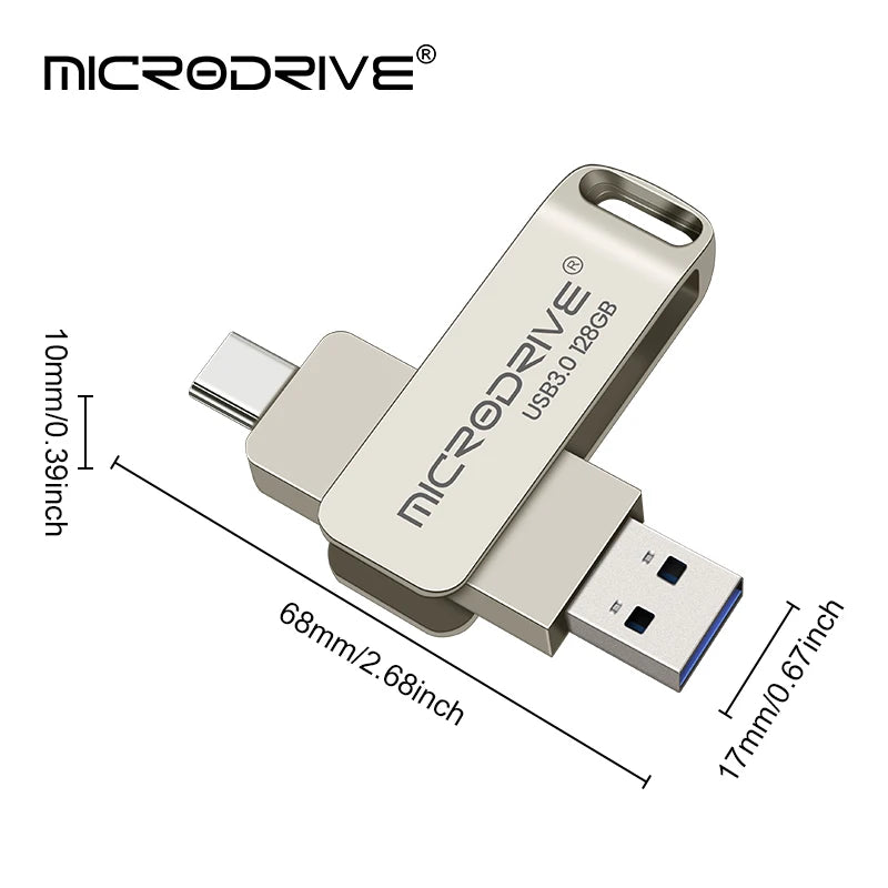 2 in 1 OTG USB-C Flash Pen Drive Metal Memory Stick Usb 3.0 flash Disk 64GB 128GB 256G USB3.0 Dual C Pendrive