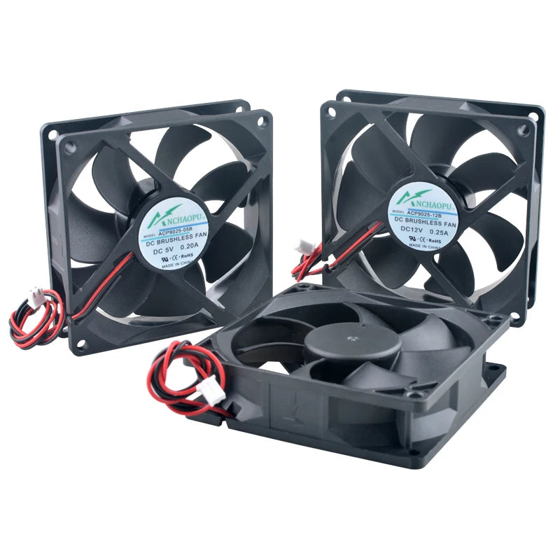 ACP9025 92x92x25mm Axial Cooling Fan DC5V/12V/24V 2Pin for Chassis Power Supply Inverter Cooling High Airflow Quiet Operation