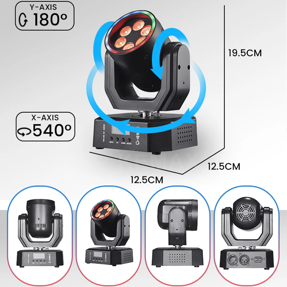 30W Moving Head Disco Lights Remote Control RGBW DMX512 Rotating Mini LED Beam Mobile Strobe Party Stage Lighting For Event Club