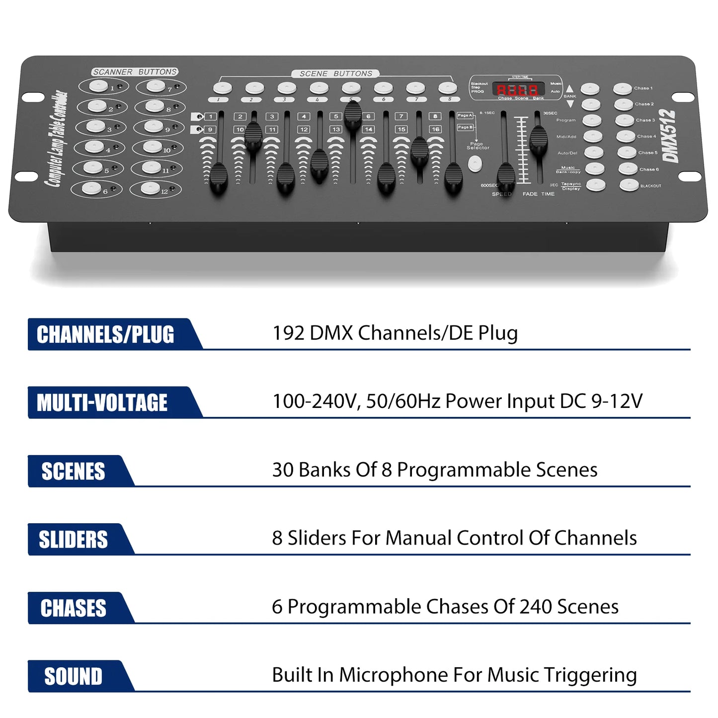Yiflamefly 192 Channel Console Stage Lights Program Editing DMX512 Controller For Professional Stage Equipment DJ Live Concert