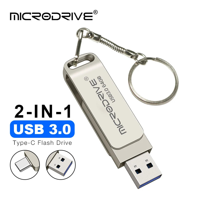 2 in 1 OTG USB-C Flash Pen Drive Metal Memory Stick Usb 3.0 flash Disk 64GB 128GB 256G USB3.0 Dual C Pendrive