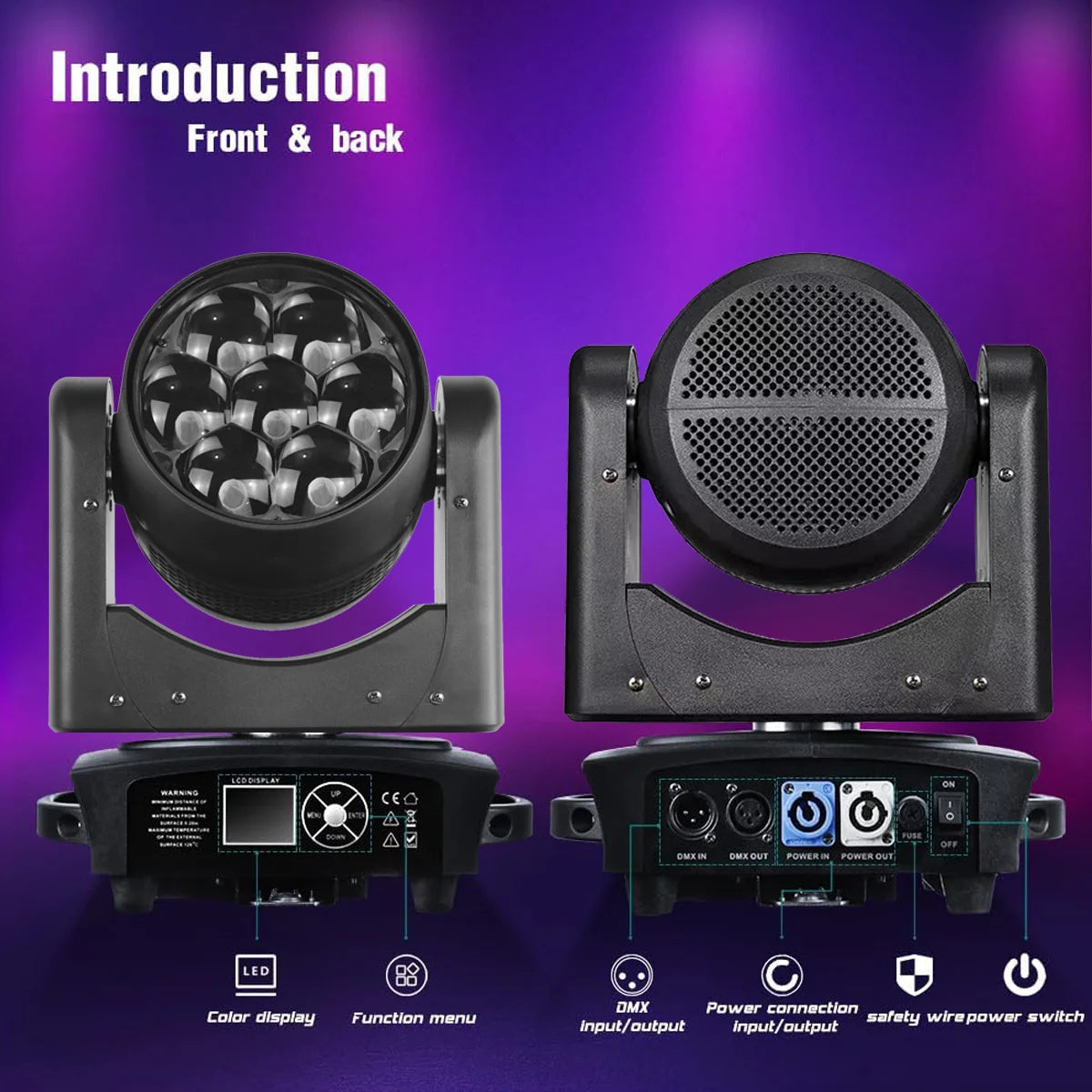 Reiz 2Pcs With Bag 7x40W 4 in1 RGBW LED Beam + Wash Zoom testa mobile DMX per NightClub Dj Disco Party Bar Stage Lighting