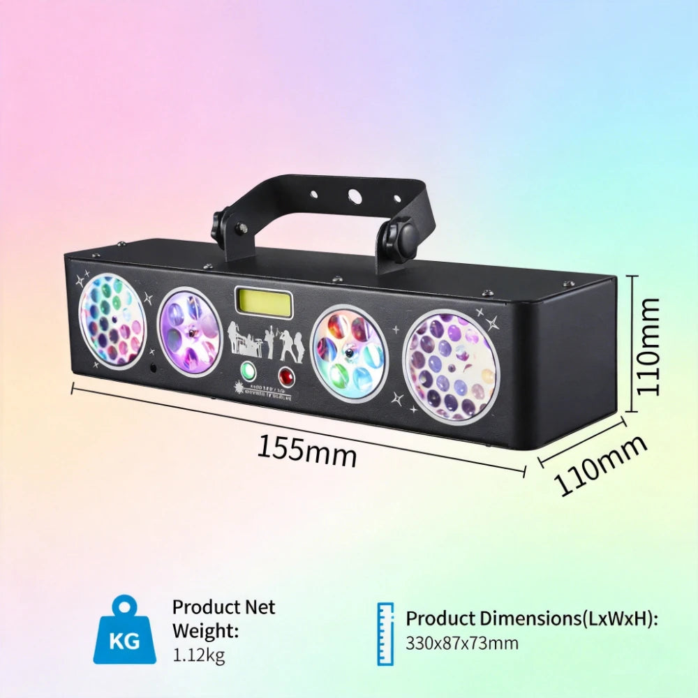 "LED DJ party light with RGBWYO color effects"