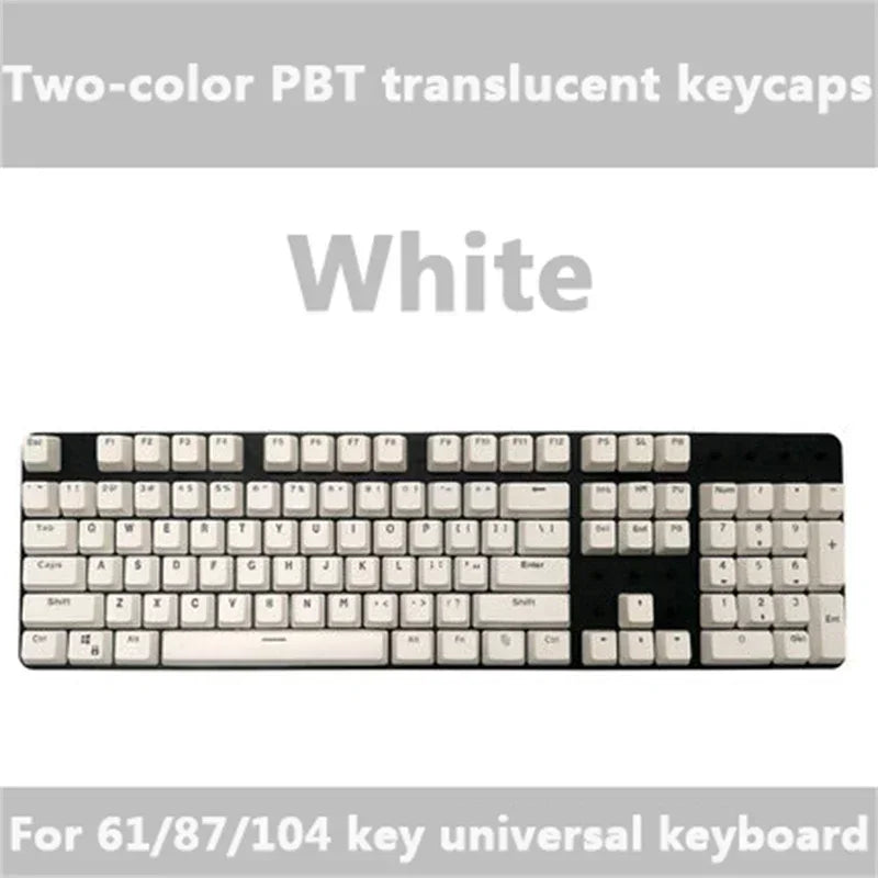 Super 104 Keys DIY PBT Mechanical Keyboard Keycap Translucent Keycaps Two-color Injection Molding OEM For 61/87/104 key Keyboard