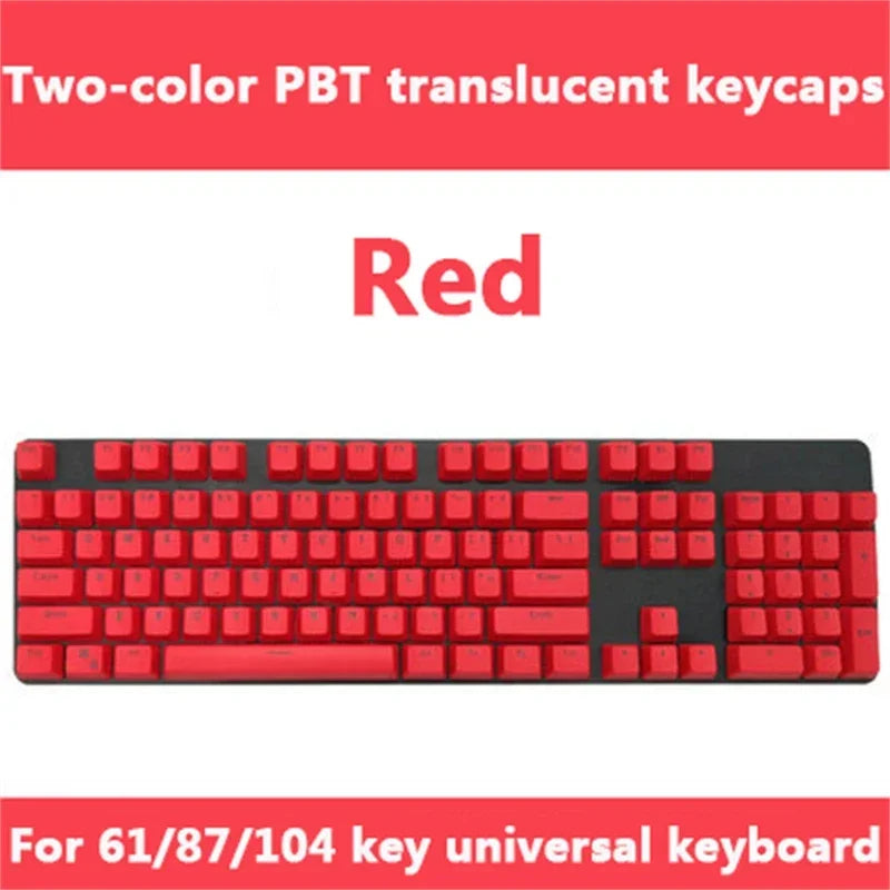 Super 104 Keys DIY PBT Mechanical Keyboard Keycap Translucent Keycaps Two-color Injection Molding OEM For 61/87/104 key Keyboard