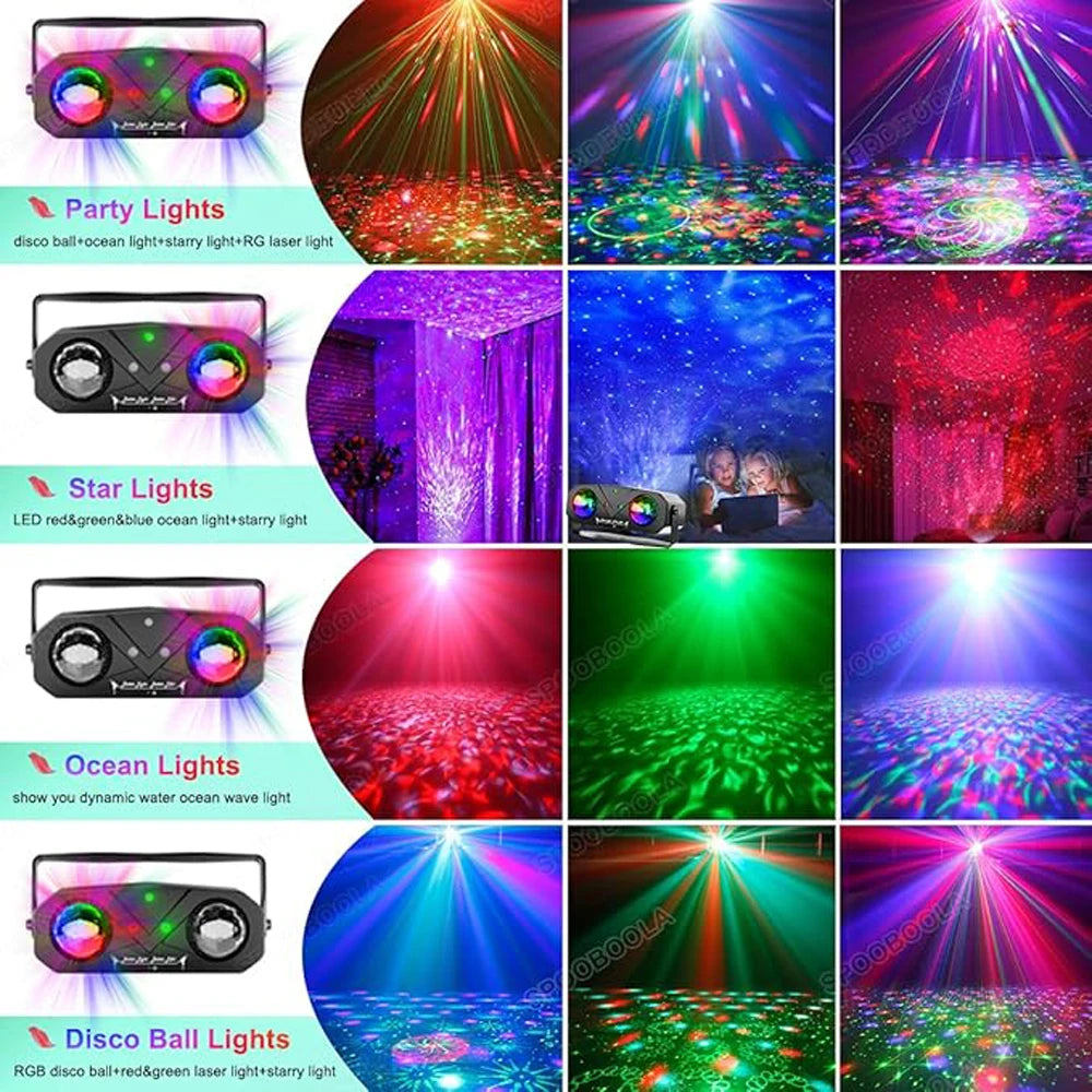 Sound Activated 10W Party Light Disco Ball Light Dj Laser Disco Lamp Ocean Star Christmas Projector Dance Light with Remote