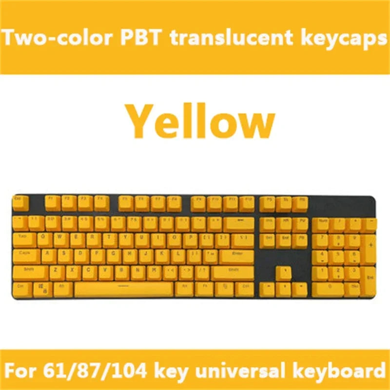 Super 104 Keys DIY PBT Mechanical Keyboard Keycap Translucent Keycaps Two-color Injection Molding OEM For 61/87/104 key Keyboard
