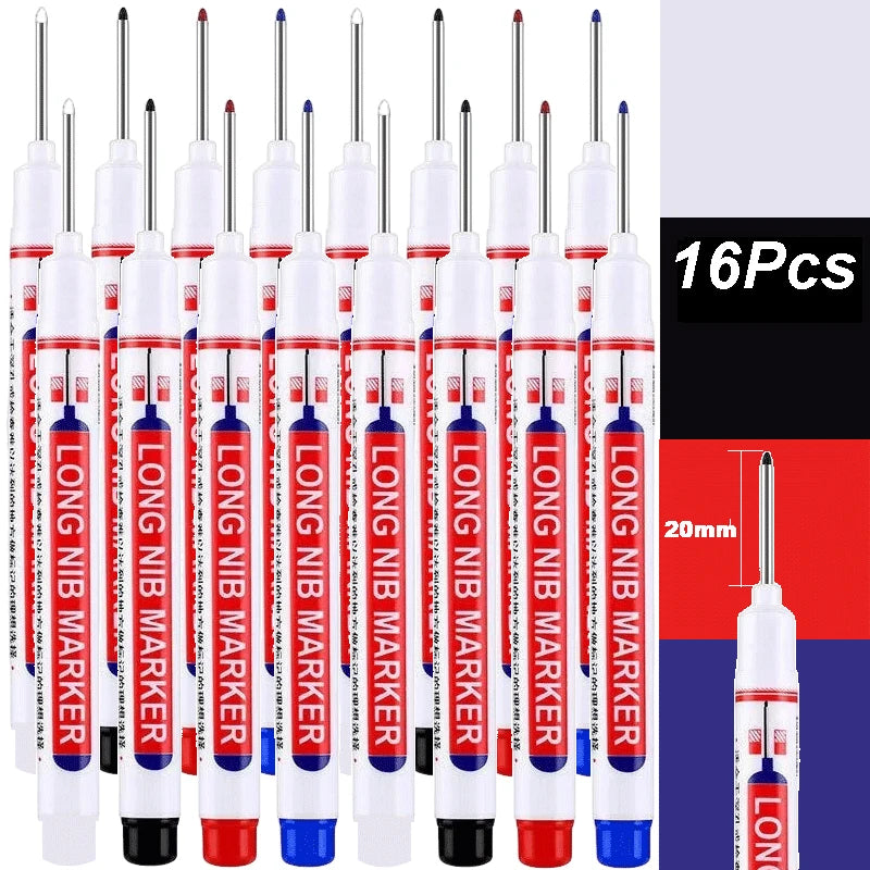 4-100Pcs 2cm Waterproof Long Head Markers Deep Hole Marker Pen for Metal Carpenter Red/Black/Blue/Green /White Woodworking Tools