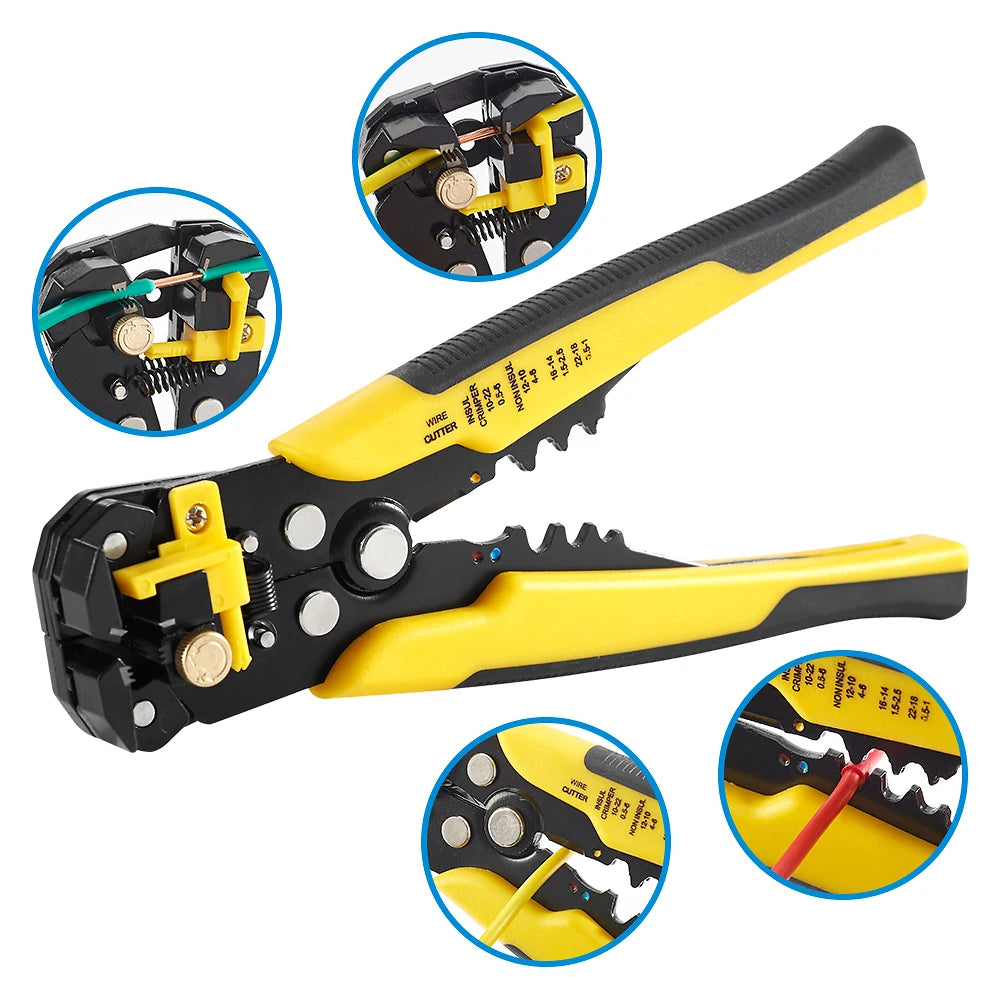 Wire Stripper Crimping Pliers 24-10AWG 0.2-6mm² Multifunctional Adjustable Cable Cutter Terminal Crimper Electrician Hand Tool