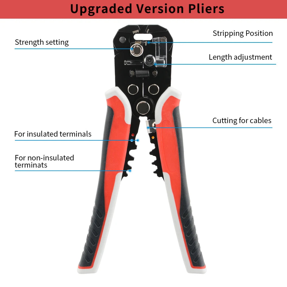 Wire Stripper Crimping Pliers 24-10AWG 0.2-6mm² Multifunctional Adjustable Cable Cutter Terminal Crimper Electrician Hand Tool