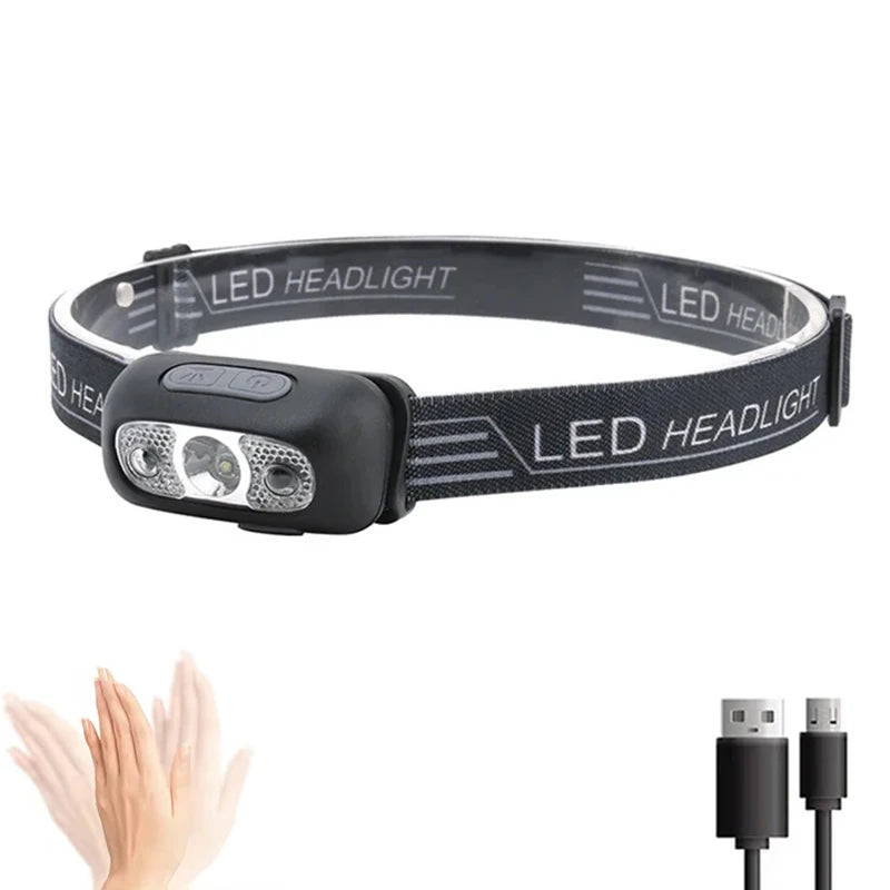 STAARICC Powerful LED Sensor Headlamp USB Rechargeable Headlight Led Head Torch Camping Search Light Flashlight Fishing Lantern