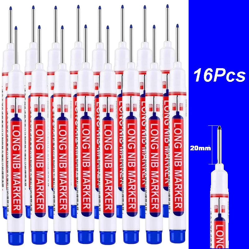 4-100Pcs 2cm Waterproof Long Head Markers Deep Hole Marker Pen for Metal Carpenter Red/Black/Blue/Green /White Woodworking Tools