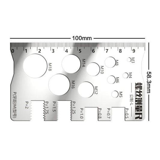 M3-M18 Thread Checker Screw Measurement Ruler Stainless Steel Caliper Metric for Measuring Screw Pitch Bit Bolt Nut Screw