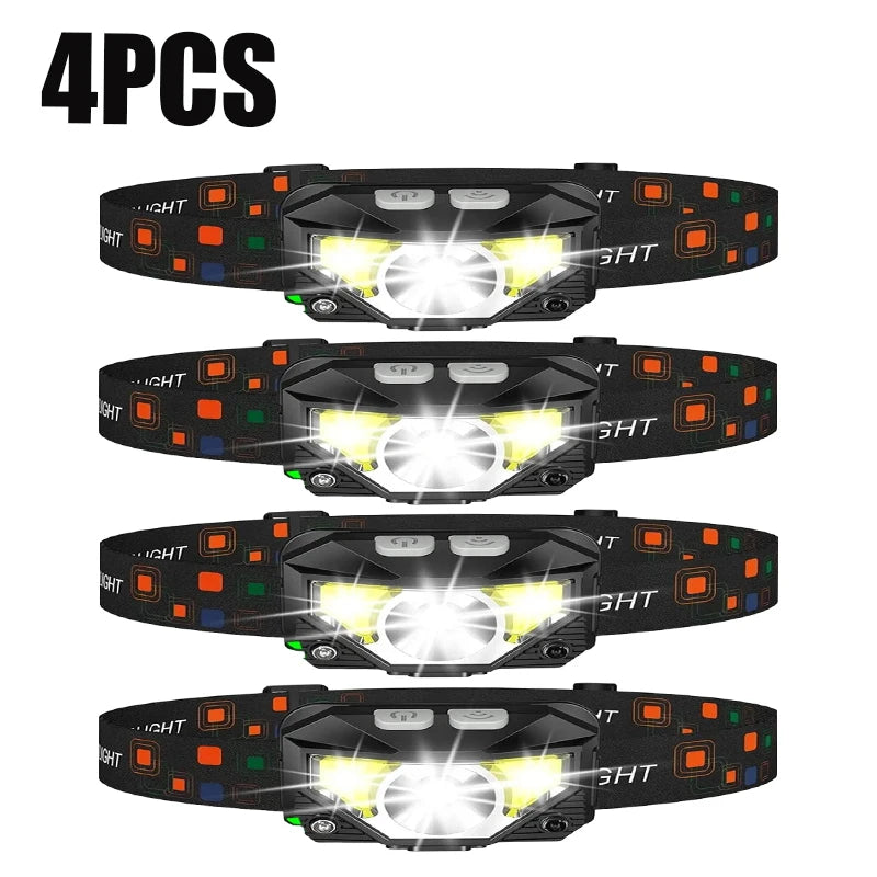 STAARICC Powerful LED Sensor Headlamp USB Rechargeable Headlight Led Head Torch Camping Search Light Flashlight Fishing Lantern