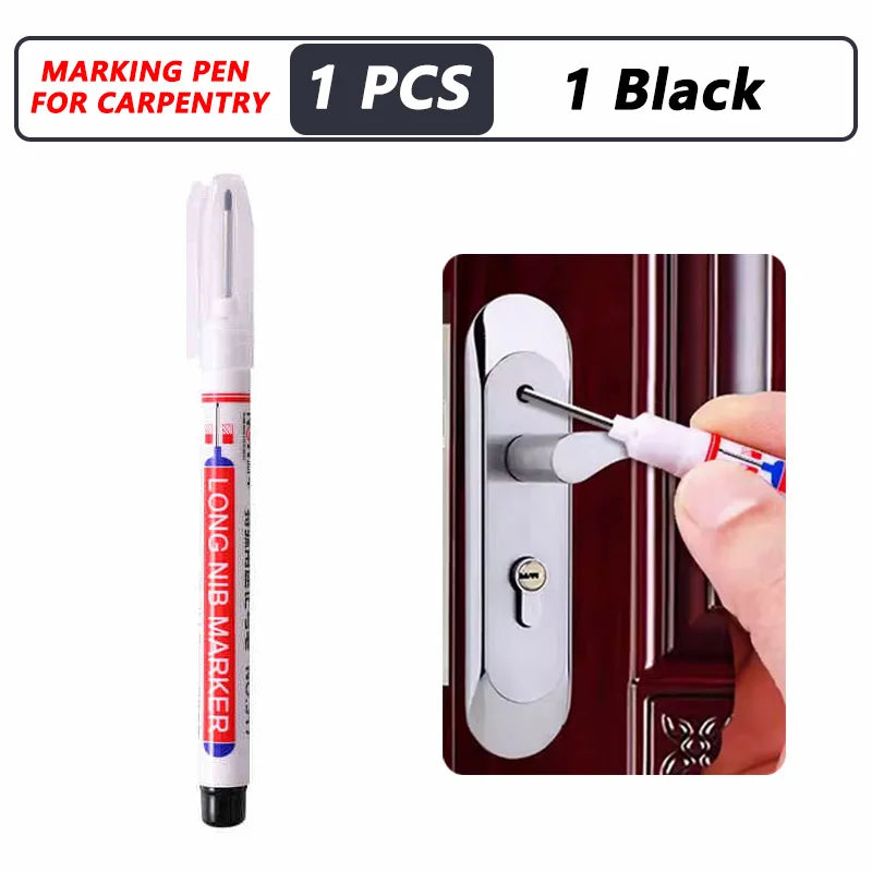 4-100Pcs 2cm Waterproof Long Head Markers Deep Hole Marker Pen for Metal Carpenter Red/Black/Blue/Green /White Woodworking Tools
