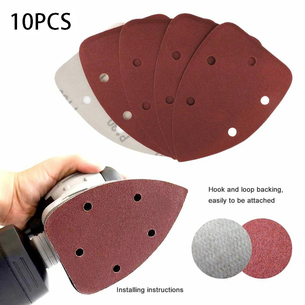 10pcs 140x90mm 5 Holes Sandpaper Triangle Sand Discs For Wood Metal Leather Polishing Power Tool Parts