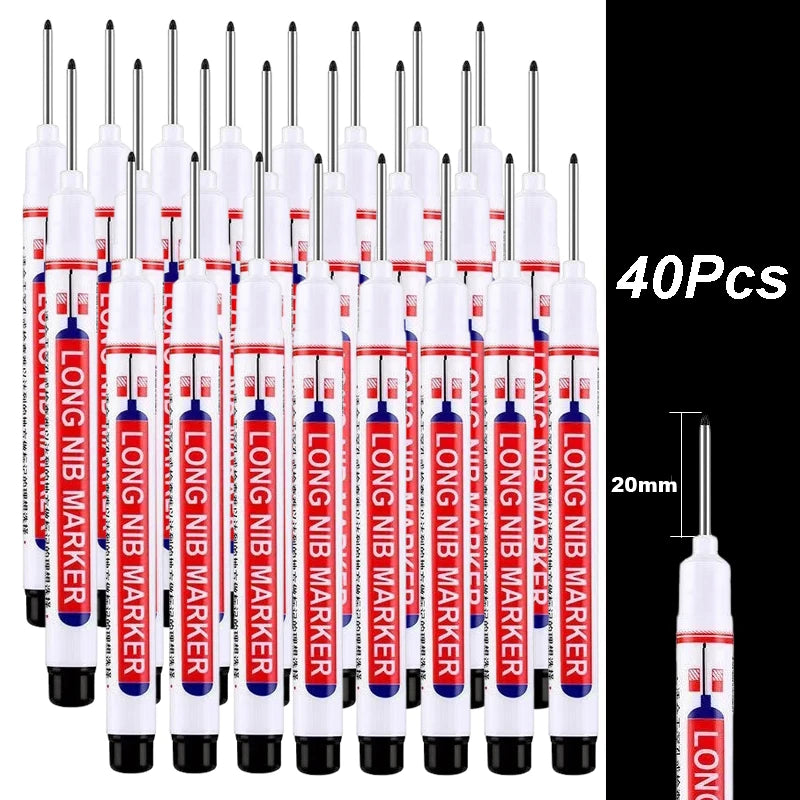 4-100Pcs 2cm Waterproof Long Head Markers Deep Hole Marker Pen for Metal Carpenter Red/Black/Blue/Green /White Woodworking Tools
