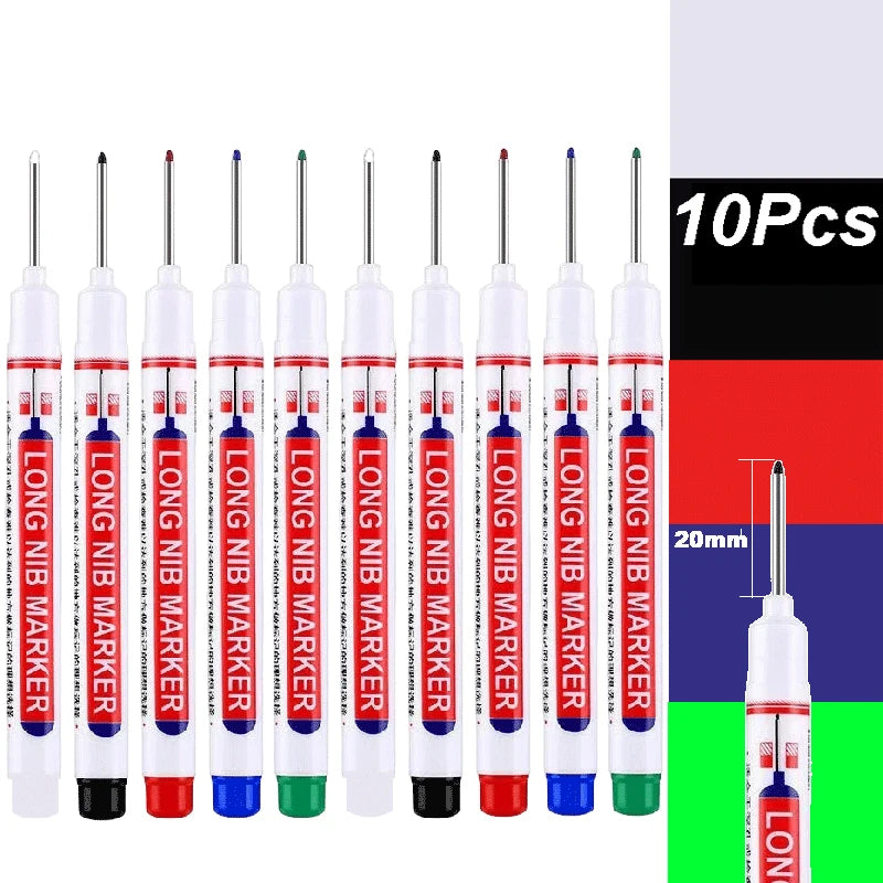 4-100Pcs 2cm Waterproof Long Head Markers Deep Hole Marker Pen for Metal Carpenter Red/Black/Blue/Green /White Woodworking Tools