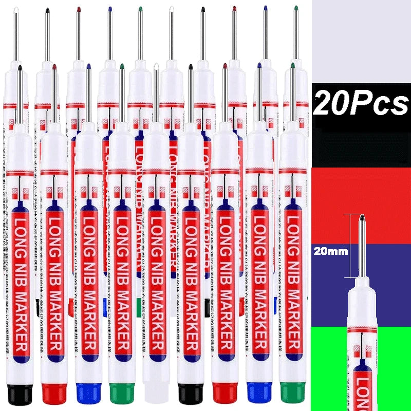 4-100Pcs 2cm Waterproof Long Head Markers Deep Hole Marker Pen for Metal Carpenter Red/Black/Blue/Green /White Woodworking Tools