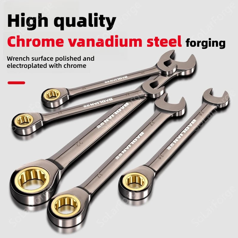 BAOLIAN 72 Tooth Ratchet Metric Wrench Torque 8-30mm Universal Spanners for Car Repair Hand Tools Key Tool Set