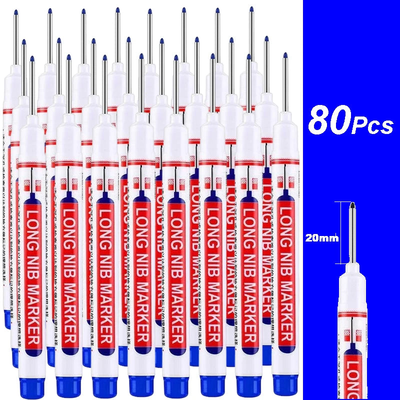 4-100Pcs 2cm Waterproof Long Head Markers Deep Hole Marker Pen for Metal Carpenter Red/Black/Blue/Green /White Woodworking Tools