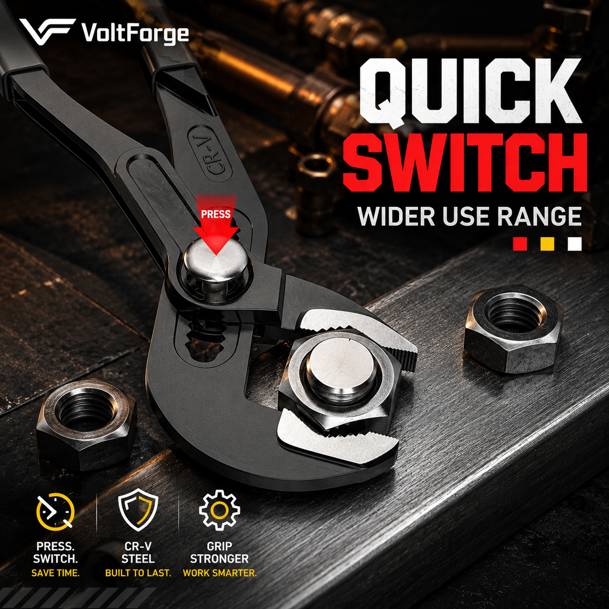 1pc Water Pump Pliers Quick-Release Plumbing Pliers Pipe Wrench Adjustable Water Pipe Clamp Pliers Household Hand Tools Multi-fu