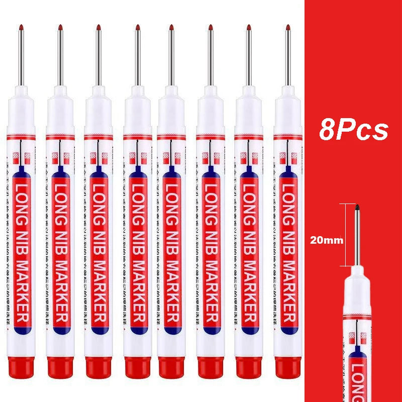 4-100Pcs 2cm Waterproof Long Head Markers Deep Hole Marker Pen for Metal Carpenter Red/Black/Blue/Green /White Woodworking Tools