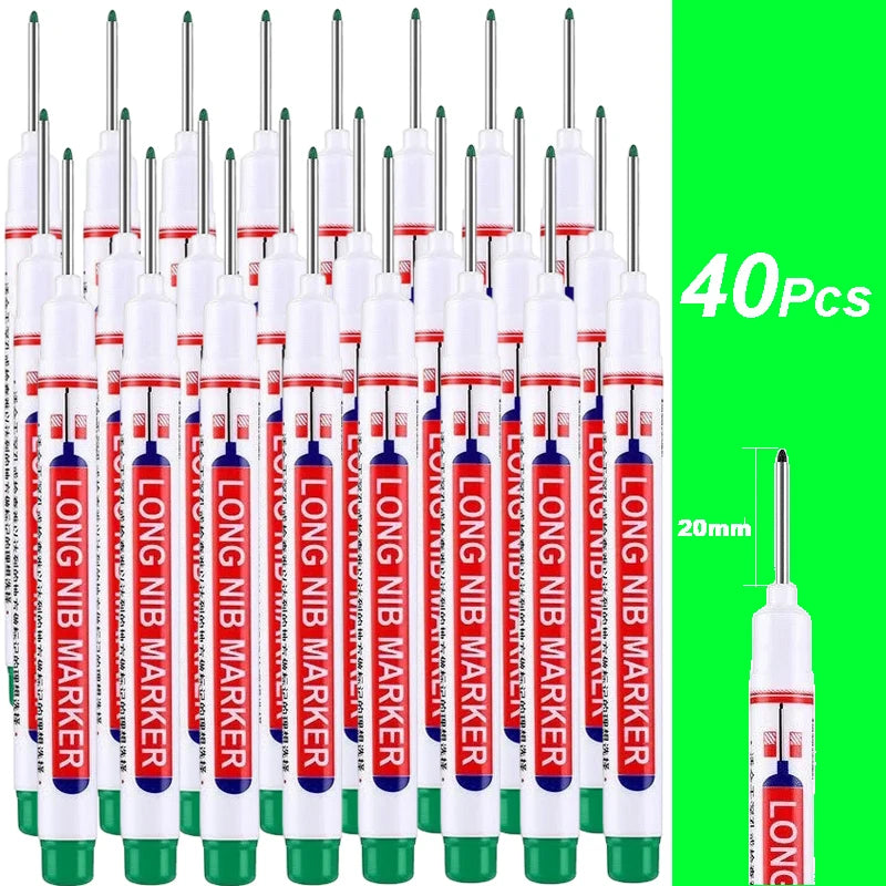 4-100Pcs 2cm Waterproof Long Head Markers Deep Hole Marker Pen for Metal Carpenter Red/Black/Blue/Green /White Woodworking Tools