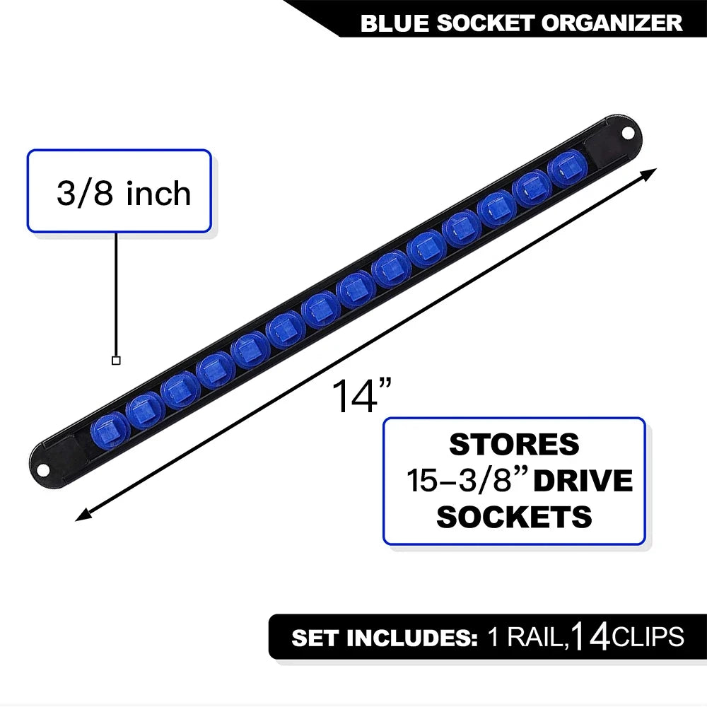 1/4" 3/8" 1/2" Wrench Holders Traight Plastic Universal Socket Organizer Rail Bracket Repair tools Socket Wall Wrench Home Tools