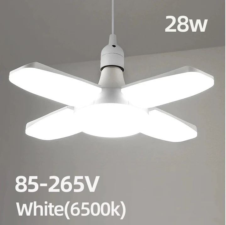 E27 Fan Shape Foldable 40LEDs Bulb AC220V/110V Deformation for Home Ceiling Lights Warehouse and Garage White Light 6500K Bulb