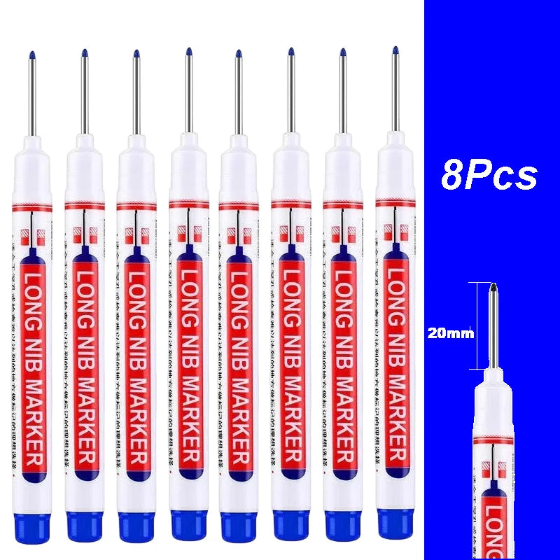 4-100Pcs 2cm Waterproof Long Head Markers Deep Hole Marker Pen for Metal Carpenter Red/Black/Blue/Green /White Woodworking Tools