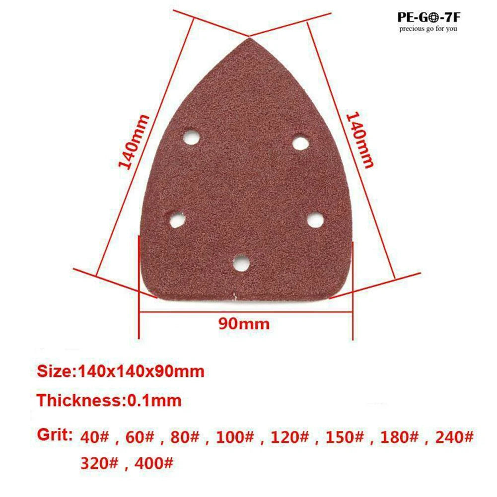10pcs 140x90mm 5 Holes Sandpaper Triangle Sand Discs For Wood Metal Leather Polishing Power Tool Parts