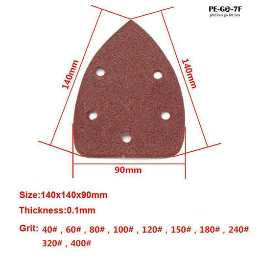 10pcs 140x90mm 5 Holes Sandpaper Triangle Sand Discs For Wood Metal Leather Polishing Power Tool Parts