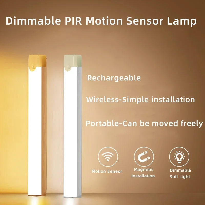 USB Rechargeable Motion Sensor LED Cabinet Light for Kitchen Bedroom Wardrobe Induction Wireless Night Lamp for Corridor Stairs