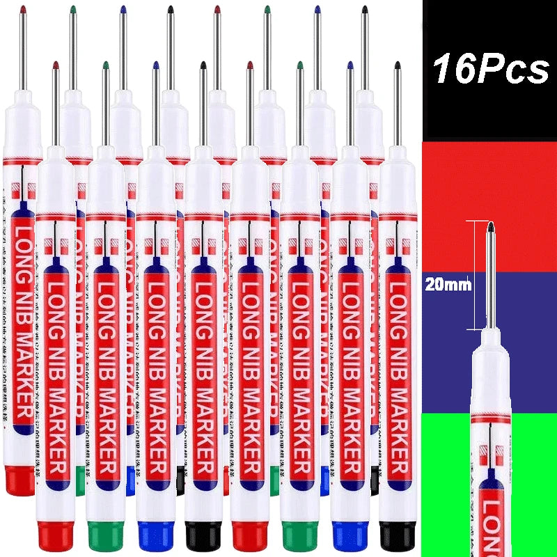 4-100Pcs 2cm Waterproof Long Head Markers Deep Hole Marker Pen for Metal Carpenter Red/Black/Blue/Green /White Woodworking Tools