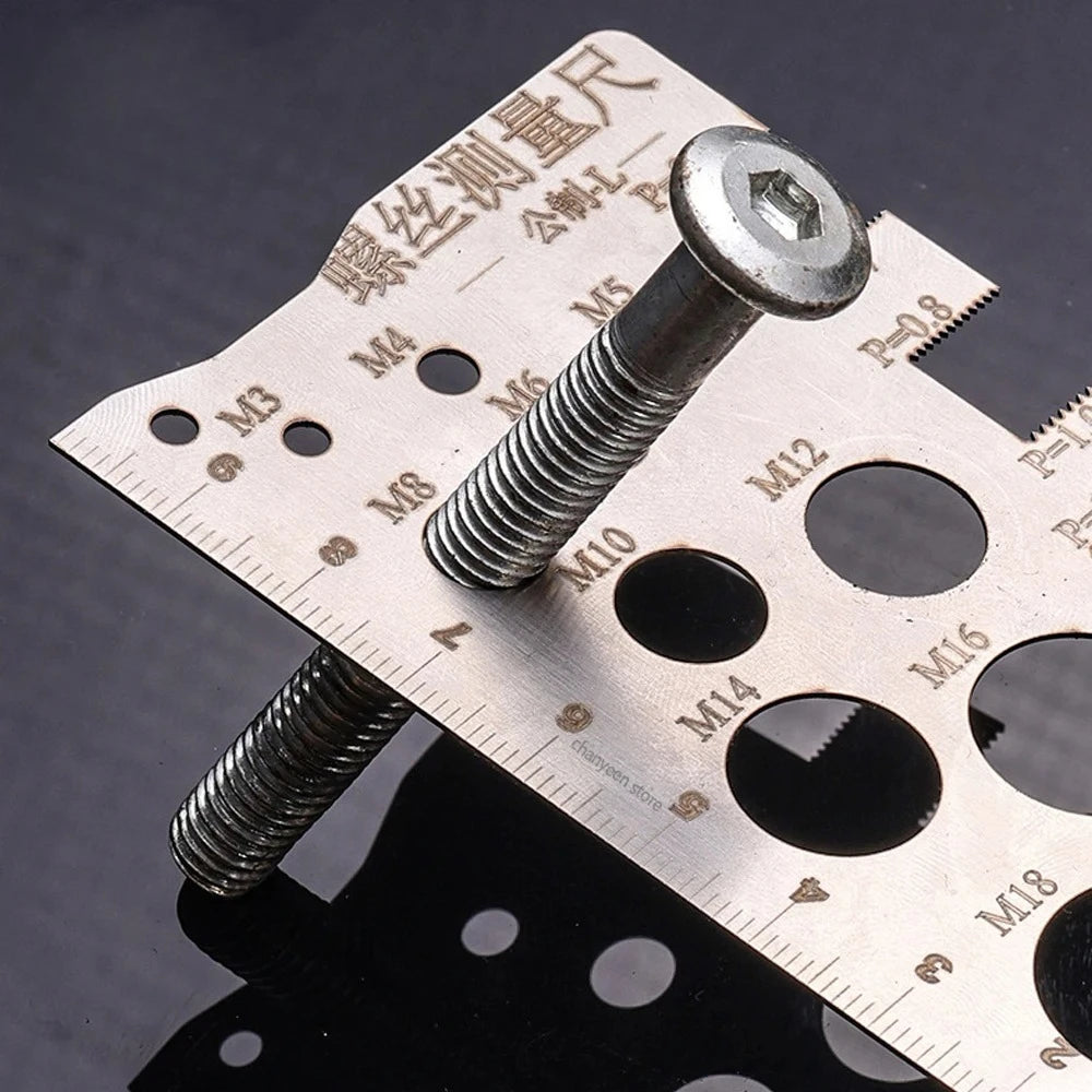 M3-M18 Thread Checker Screw Measurement Ruler Stainless Steel Caliper Metric for Measuring Screw Pitch Bit Bolt Nut Screw